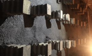 Shotcrete installed inside a steel mill reheat furnace